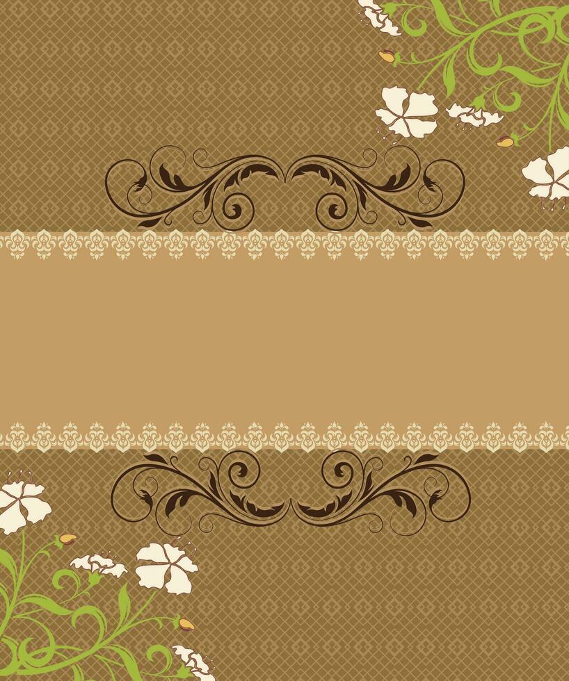 Vintage invitation card with ornate elegant retro abstract floral design vector