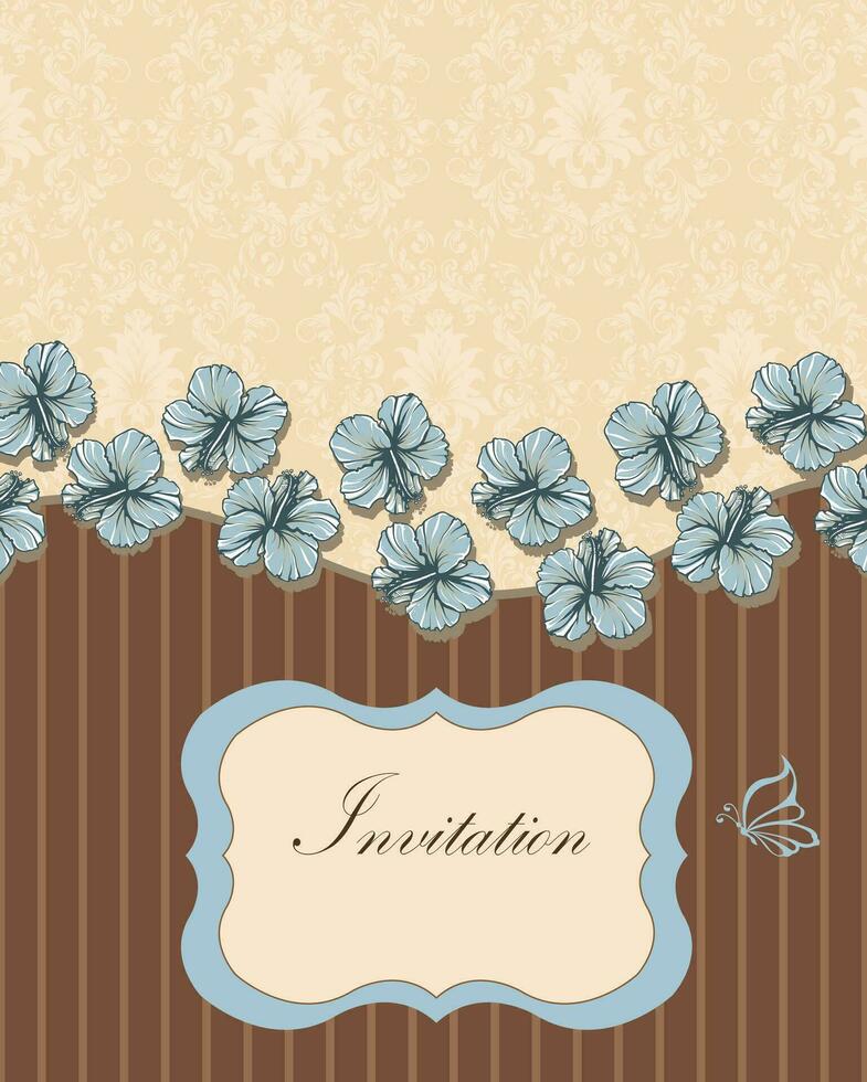 Vintage invitation card with ornate elegant retro abstract floral design vector