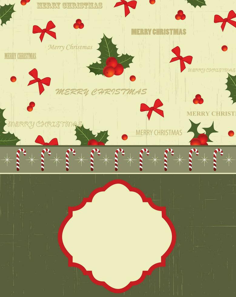 Vintage Christmas card with ornate elegant retro abstract floral design vector