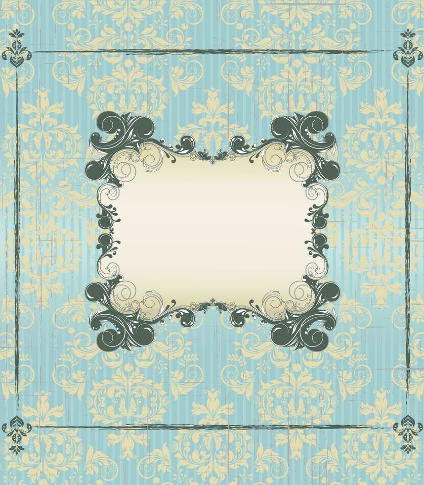 Vintage invitation card with ornate elegant retro abstract floral design vector