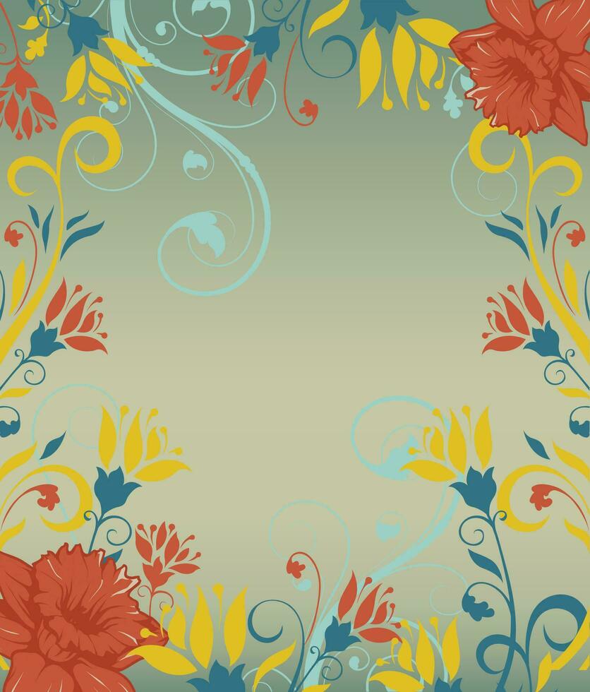 Vintage invitation card with ornate elegant retro abstract floral design vector