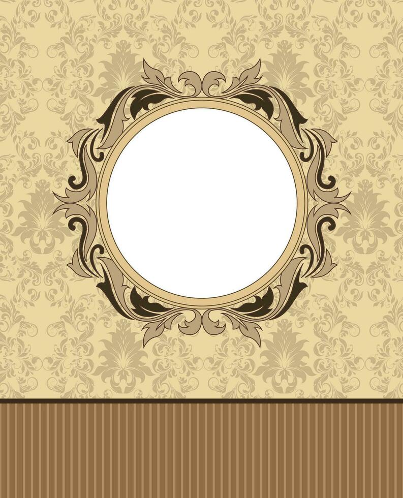 Vintage invitation card with ornate elegant retro abstract floral design vector