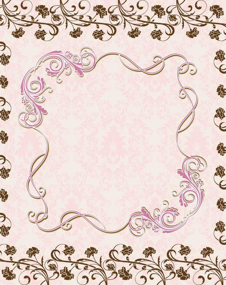 Vintage invitation card with ornate elegant retro abstract floral design vector