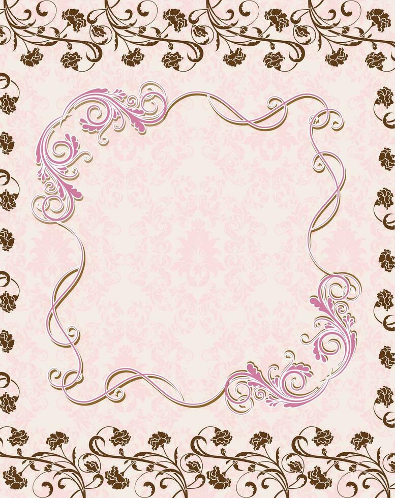 Vintage invitation card with ornate elegant retro abstract floral design vector