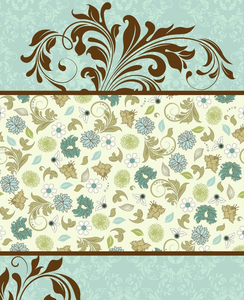 Vintage invitation card with ornate elegant retro abstract floral design vector