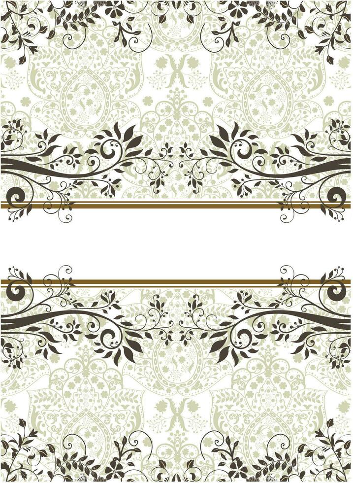 Vintage invitation card with ornate elegant retro abstract floral design vector