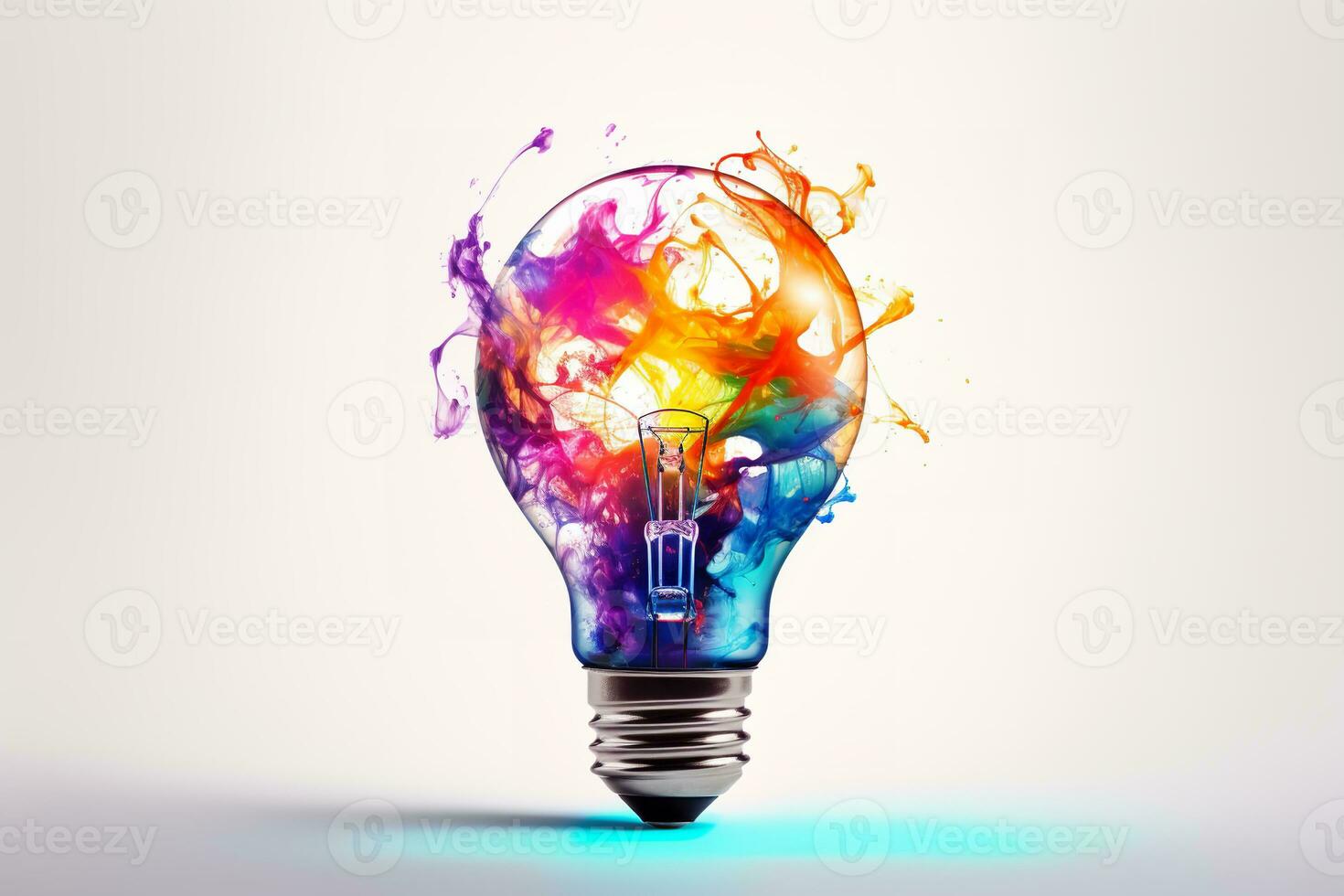 A light bulb filled with colorful liquid is a beautiful and evocative image that symbolizes creativity and innovation. The light bulb represents the spark of new ideas photo