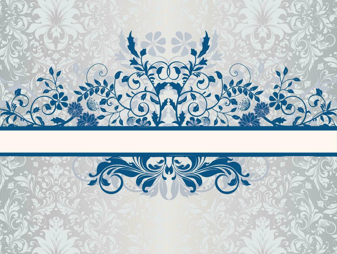 Vintage invitation card with ornate elegant retro abstract floral design vector