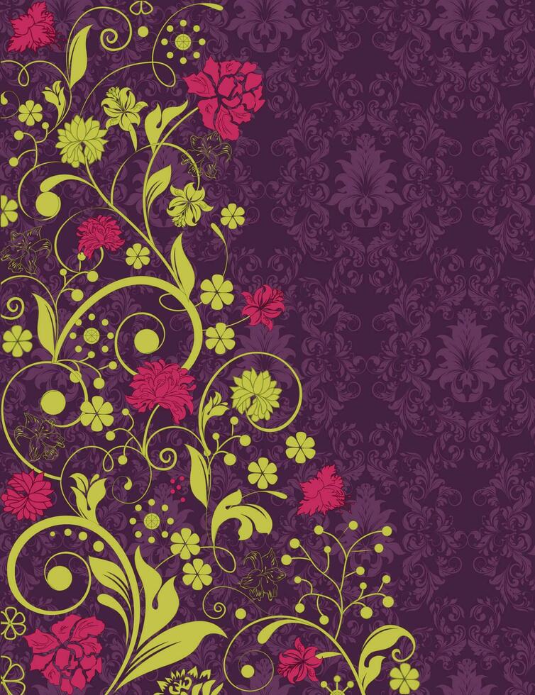 Vintage invitation card with ornate elegant retro abstract floral design vector