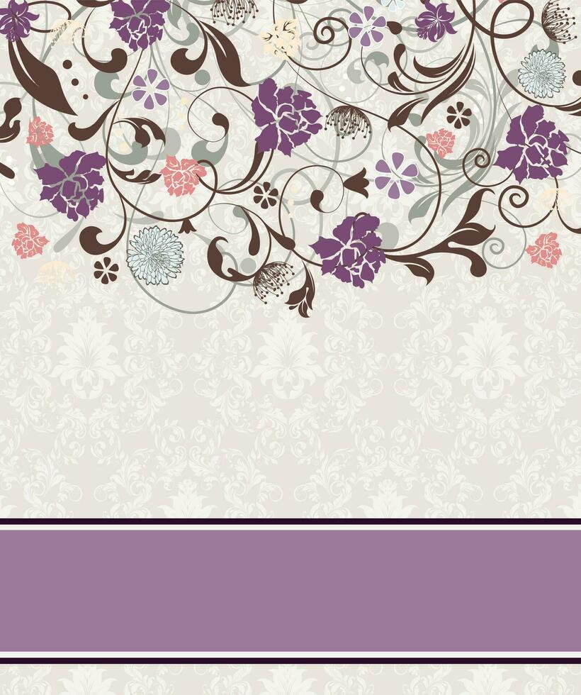 tarjeta de invitación vintage con diseño floral abstracto retro elegante adornado vector