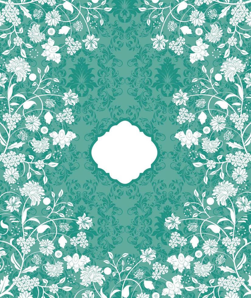 tarjeta de invitación vintage con diseño floral abstracto retro elegante adornado vector