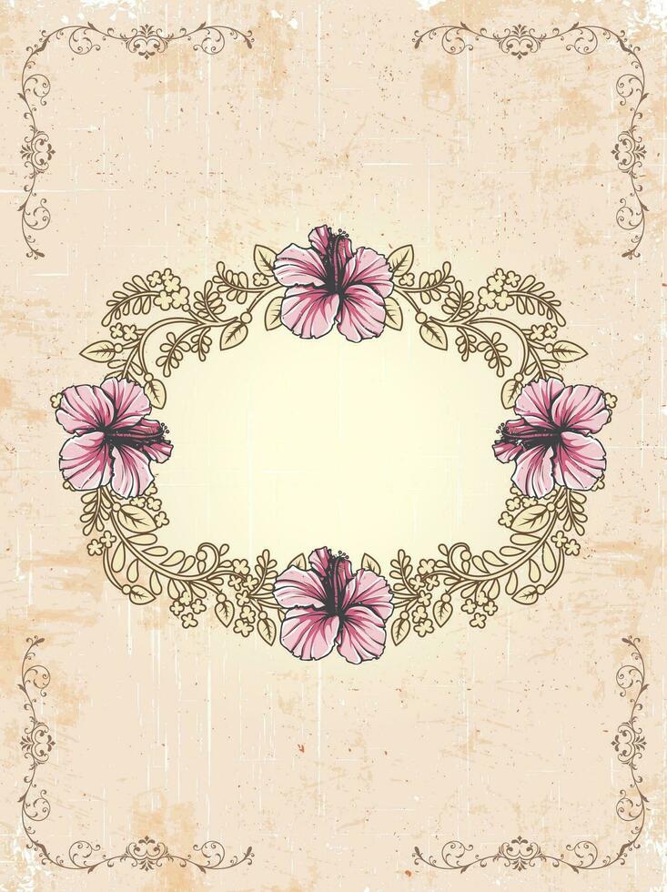 Vintage invitation card with ornate elegant retro abstract floral design vector