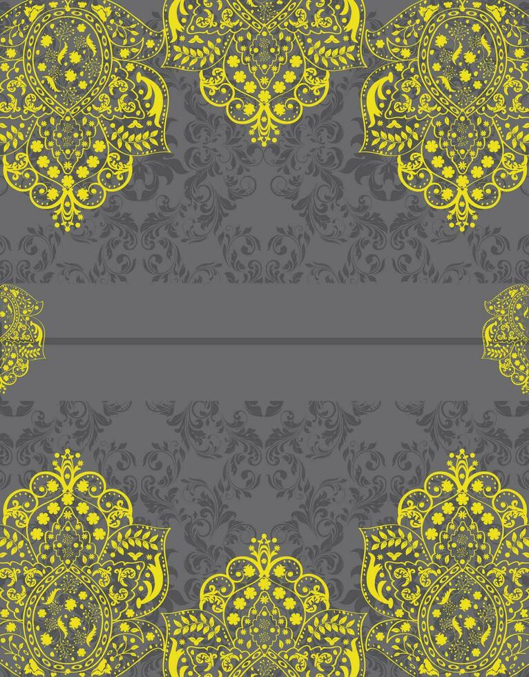 Vintage invitation card with ornate elegant retro abstract floral design vector