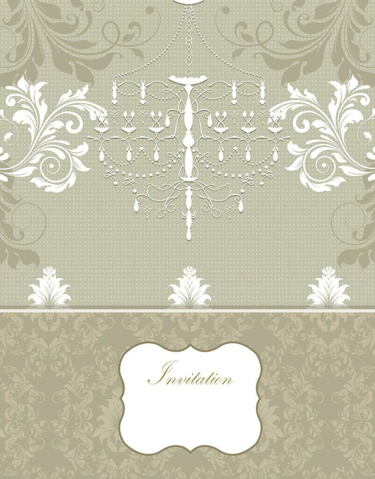 Vintage invitation card with ornate elegant retro abstract floral design vector