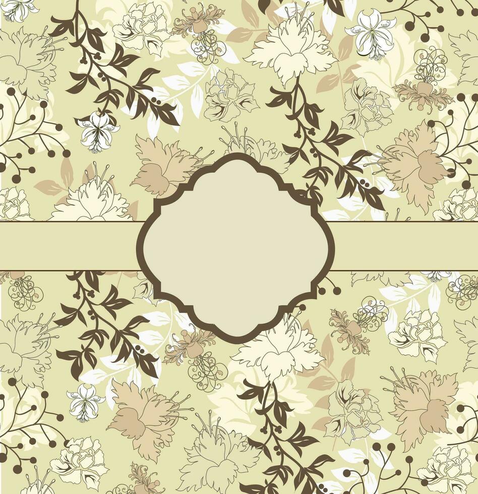 Vintage invitation card with ornate elegant retro abstract floral design vector