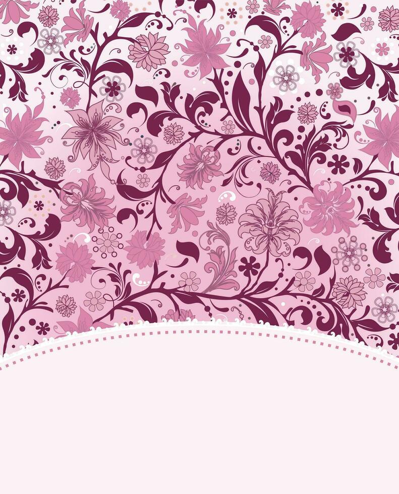 Vintage invitation card with ornate elegant retro abstract floral design vector