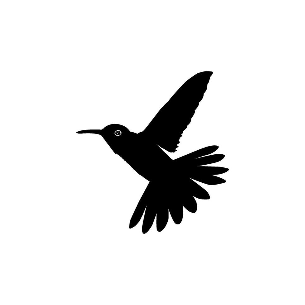 Flying Hummingbird Silhouette, can use Art Illustration, Website, Logo Gram, Pictogram or Graphic Design Element. Vector Illustration
