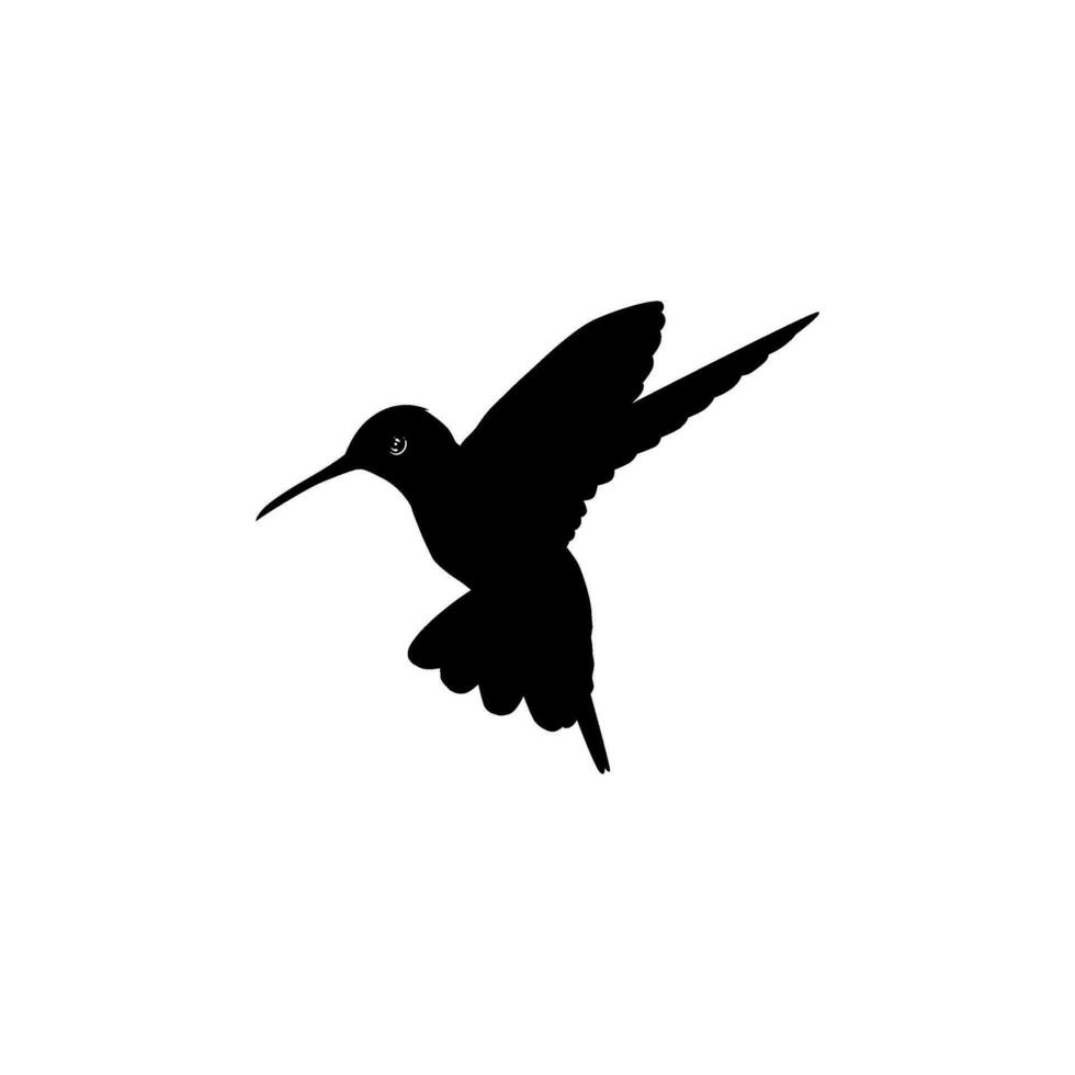 Flying Hummingbird Silhouette, can use Art Illustration, Website, Logo Gram, Pictogram or Graphic Design Element. Vector Illustration