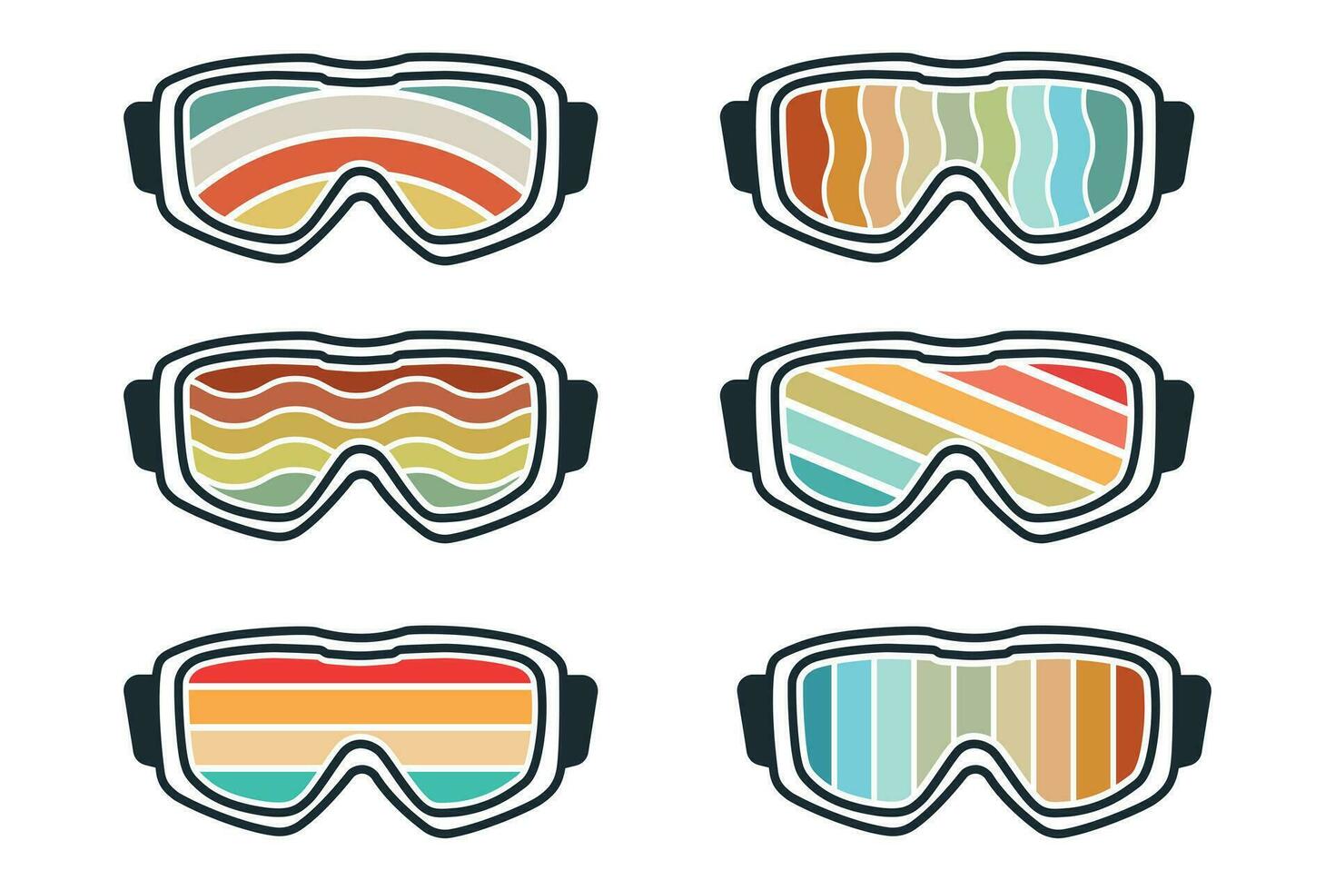 Retro Goggles Vector, Snowboard Retro Goggles, Extreme Snowboarder Graphic Design, Snowboarding glasses Vector Artwork, Adventurous Snowboarder Silhouette, Vibrant Snowboarding Scene Vector