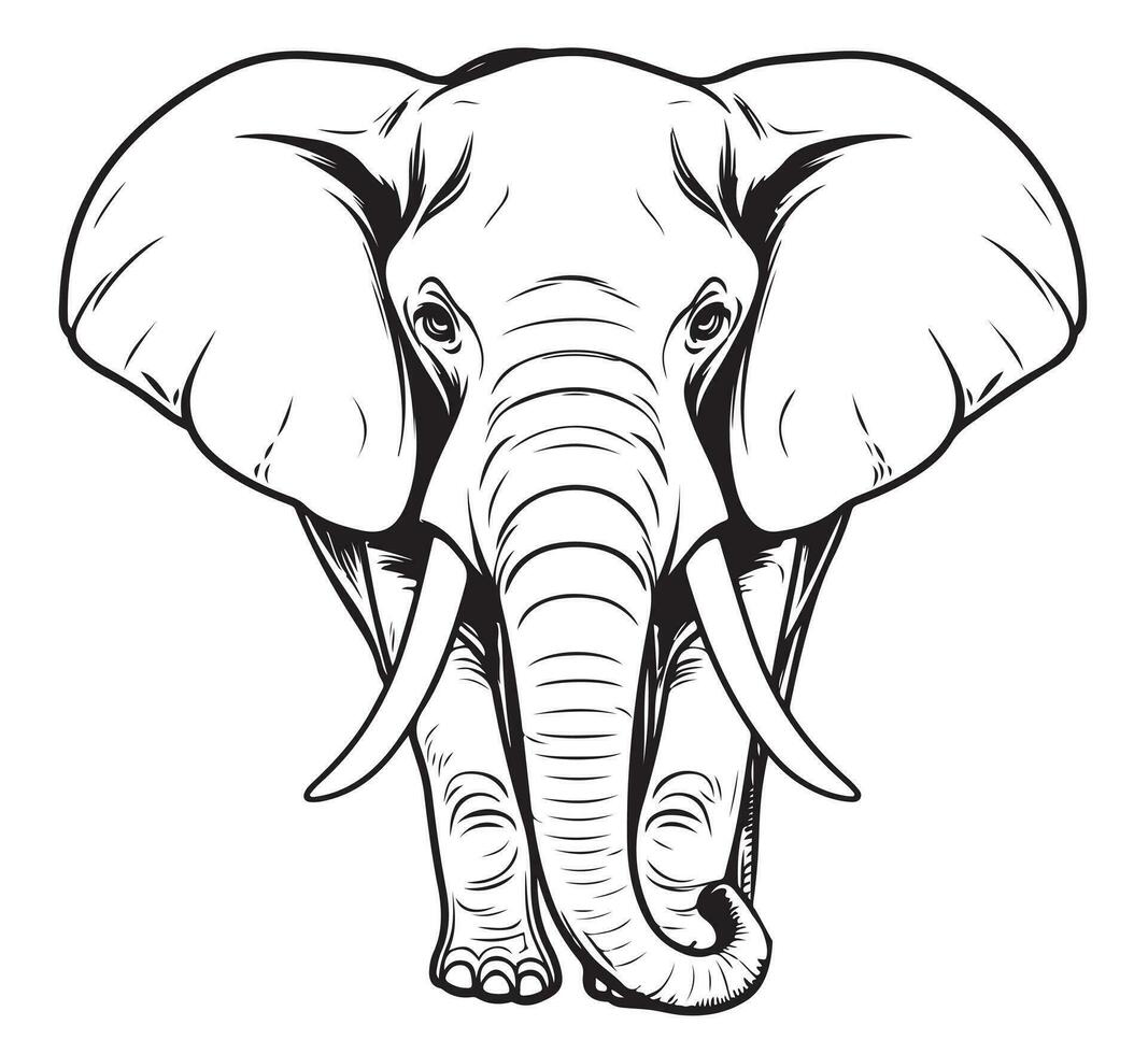 Elephant sketch hand drawn in doodle style Cartoon Vector illustration