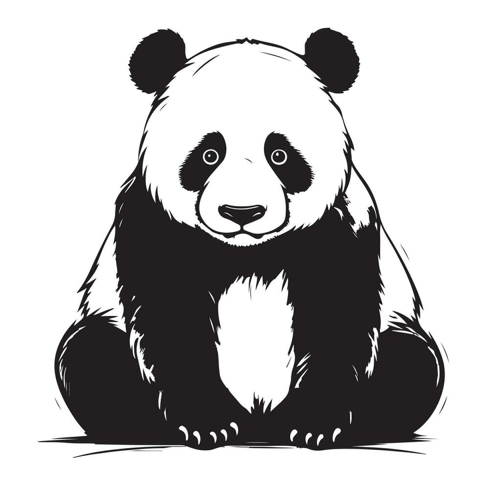 panda dibujos animados mano dibujado bosquejo vector ilustración, salvaje animales
