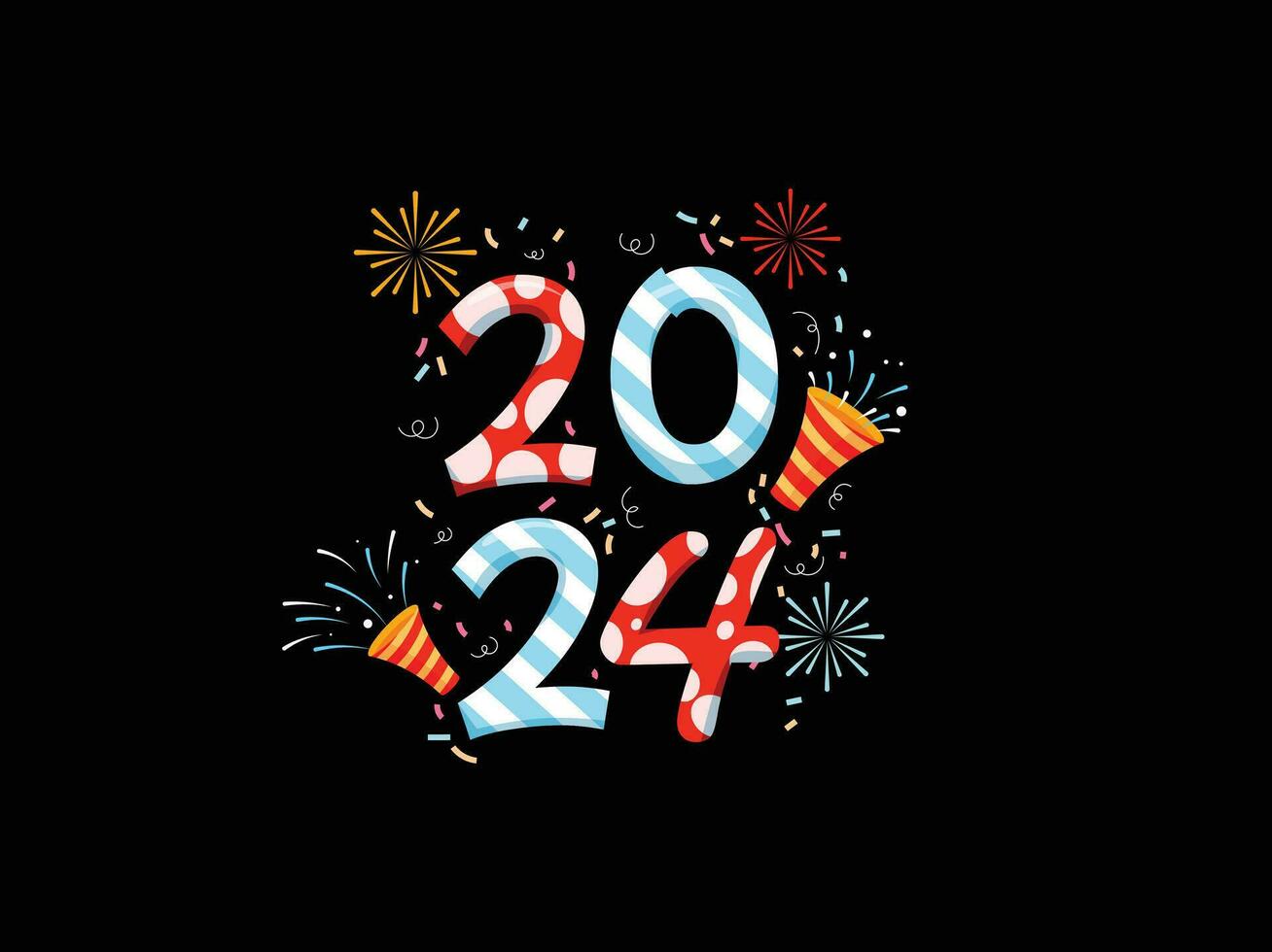 New Year 2024 in Flat Design Vector