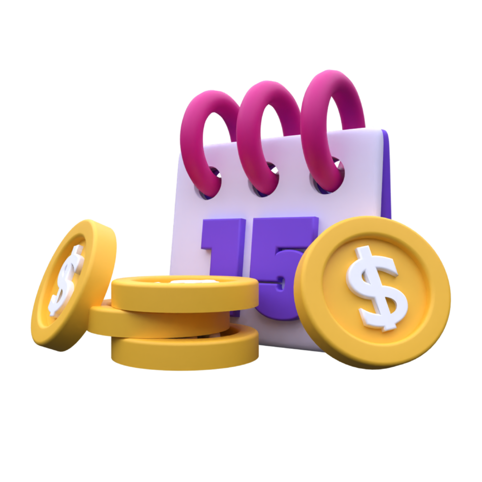 unique 3d le rendu un salaire Date icône simple.réaliste vecteur illustration png