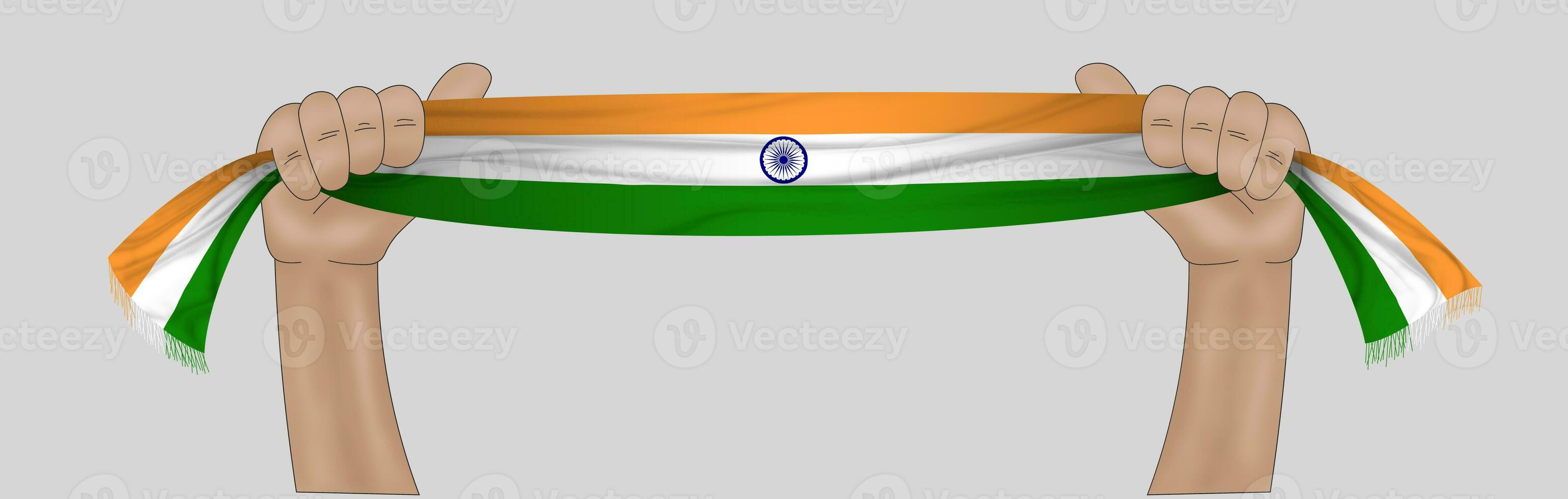 3D Flag on ribbon in hand photo