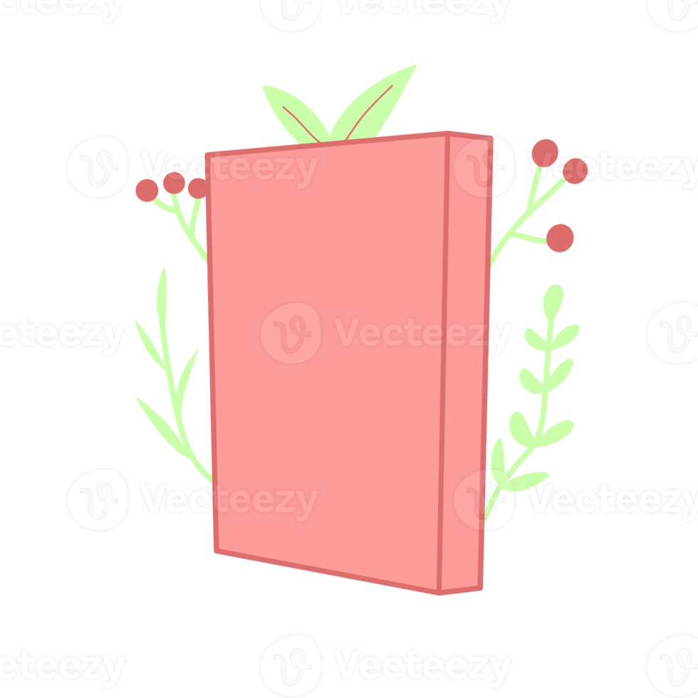 roze boek en bloemen png