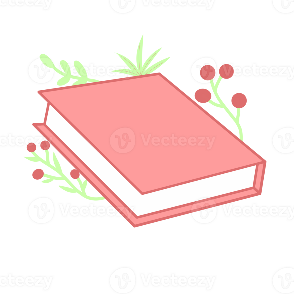 Pink Book And Floral png