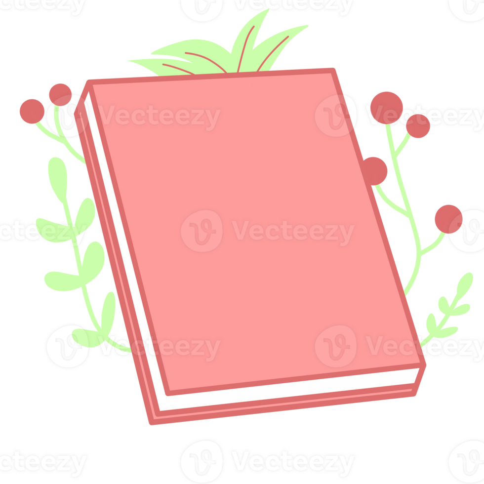 Pink Book And Floral png