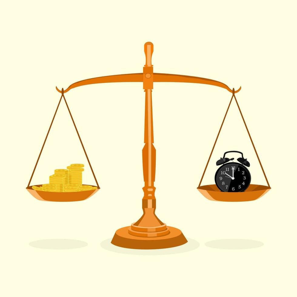 Watch And Money on The Scale Time is money.Business concept vector