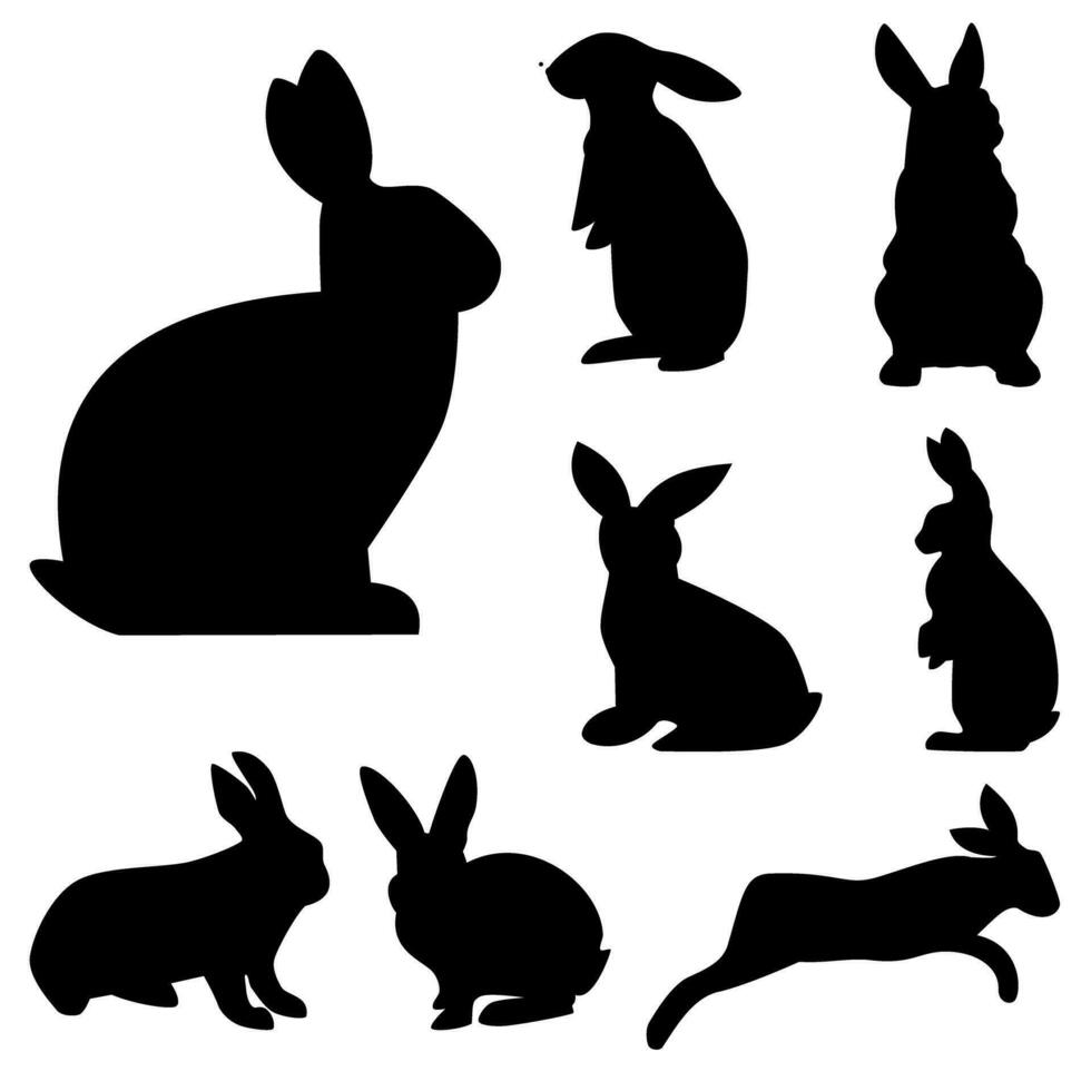 Black rabbit silhouette, isolated from white background vector