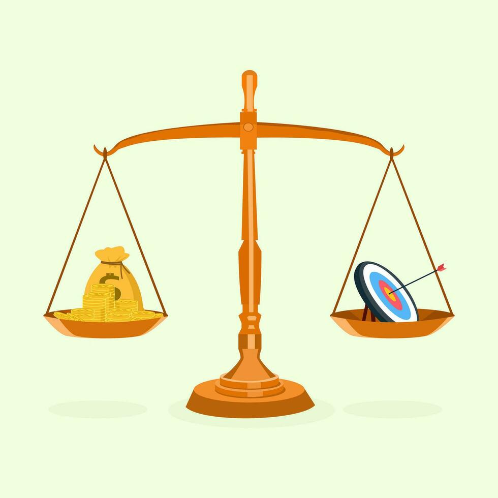 Vector goals and money on scales Is money. The concept of financial, business finance vector