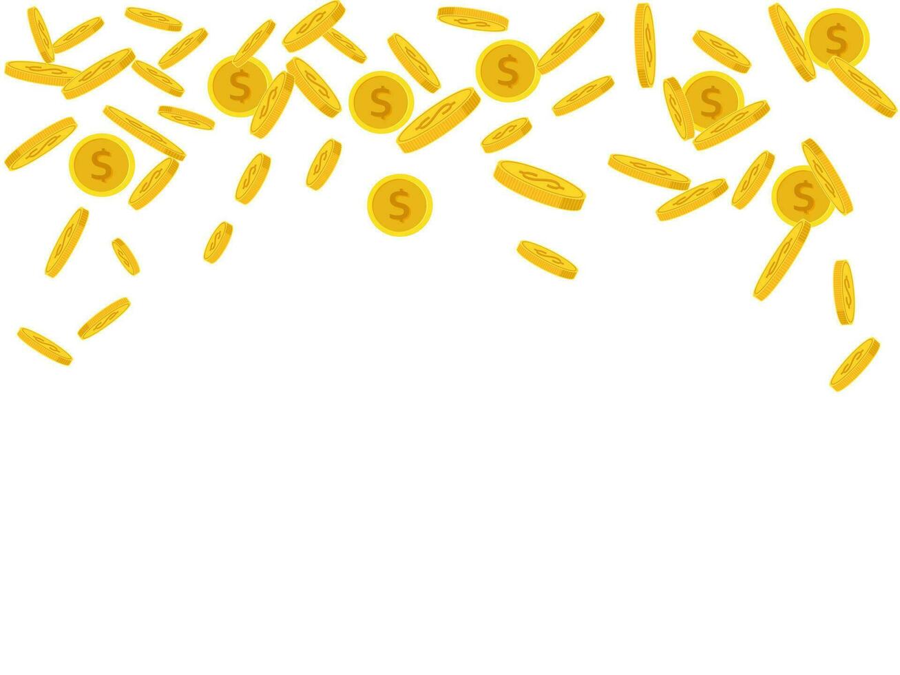 Rain of gold, lottery game, million dollar coins, winning prizes, flying coins on vector transparent background vector