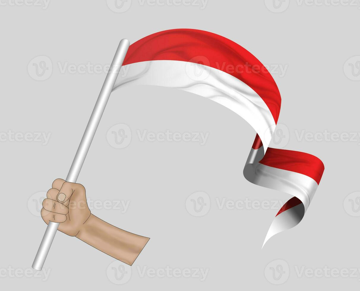 3D Flag on ribbon in hand photo