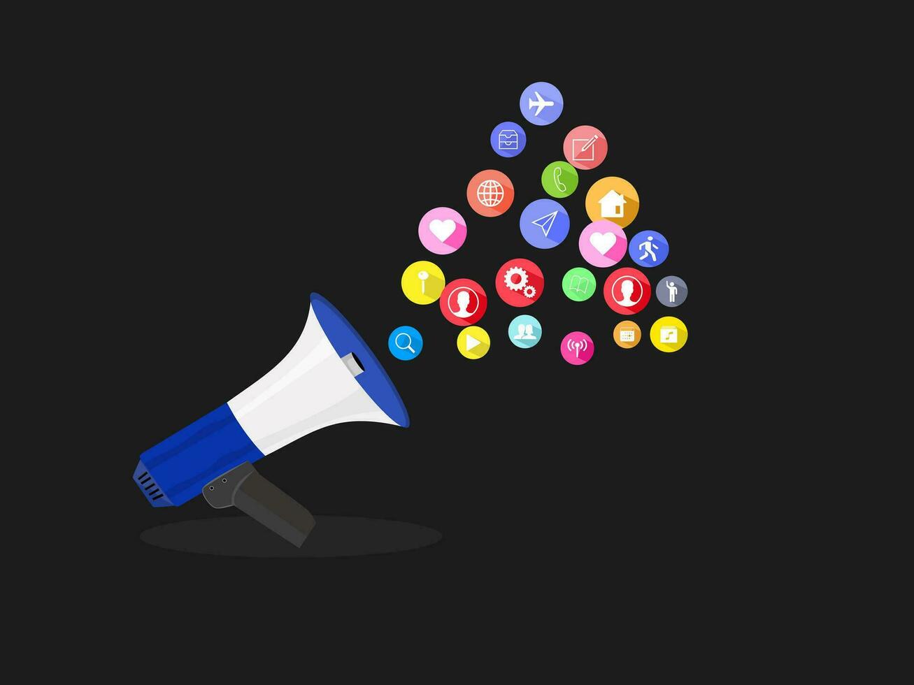 Megaphone with Vector Illustration Social media and digital marketing