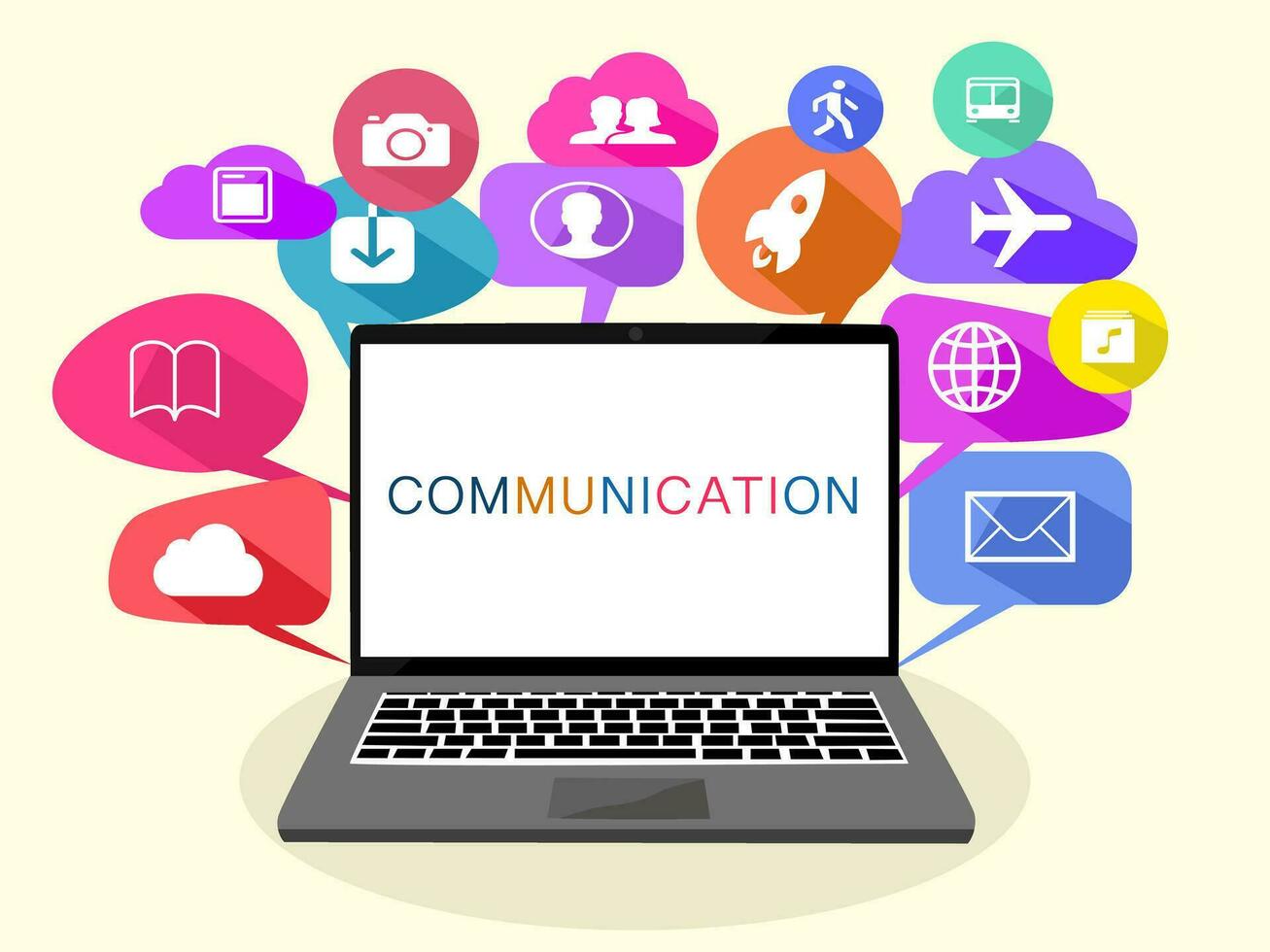 vector laptop And conversation bubbles communication concept.Word communication