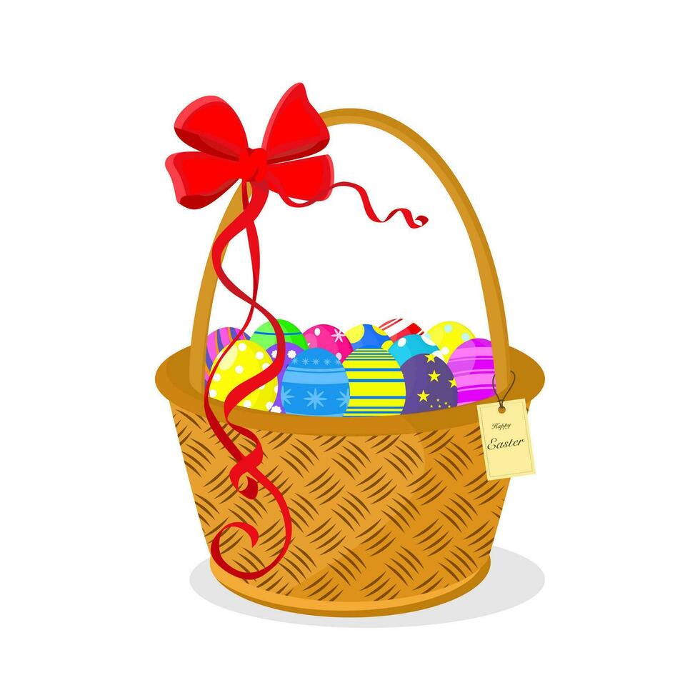 Many Easter eggs are in the basket vector