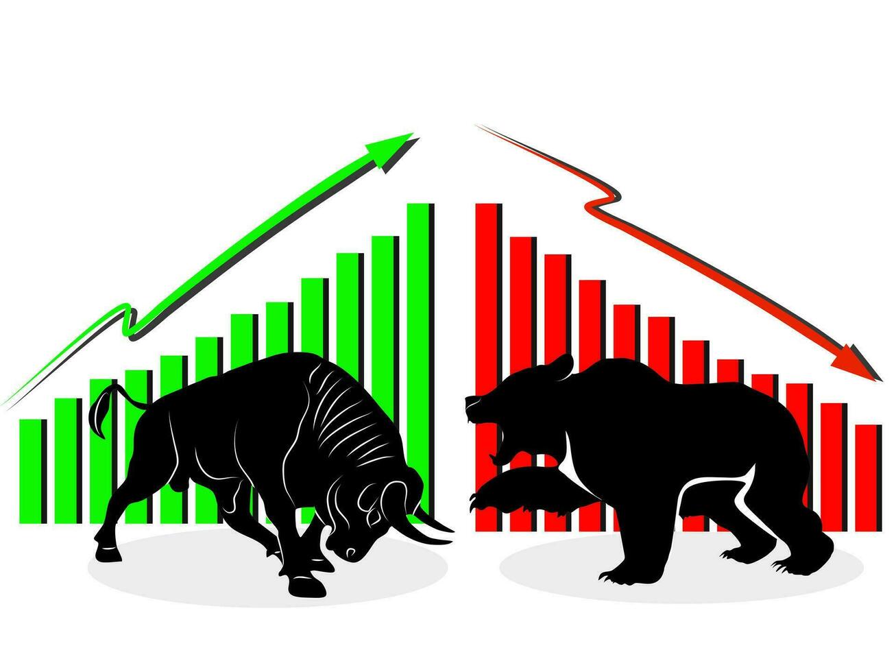 toro y oso símbolos de valores mercado tendencias el creciente y que cae mercado. animal vector