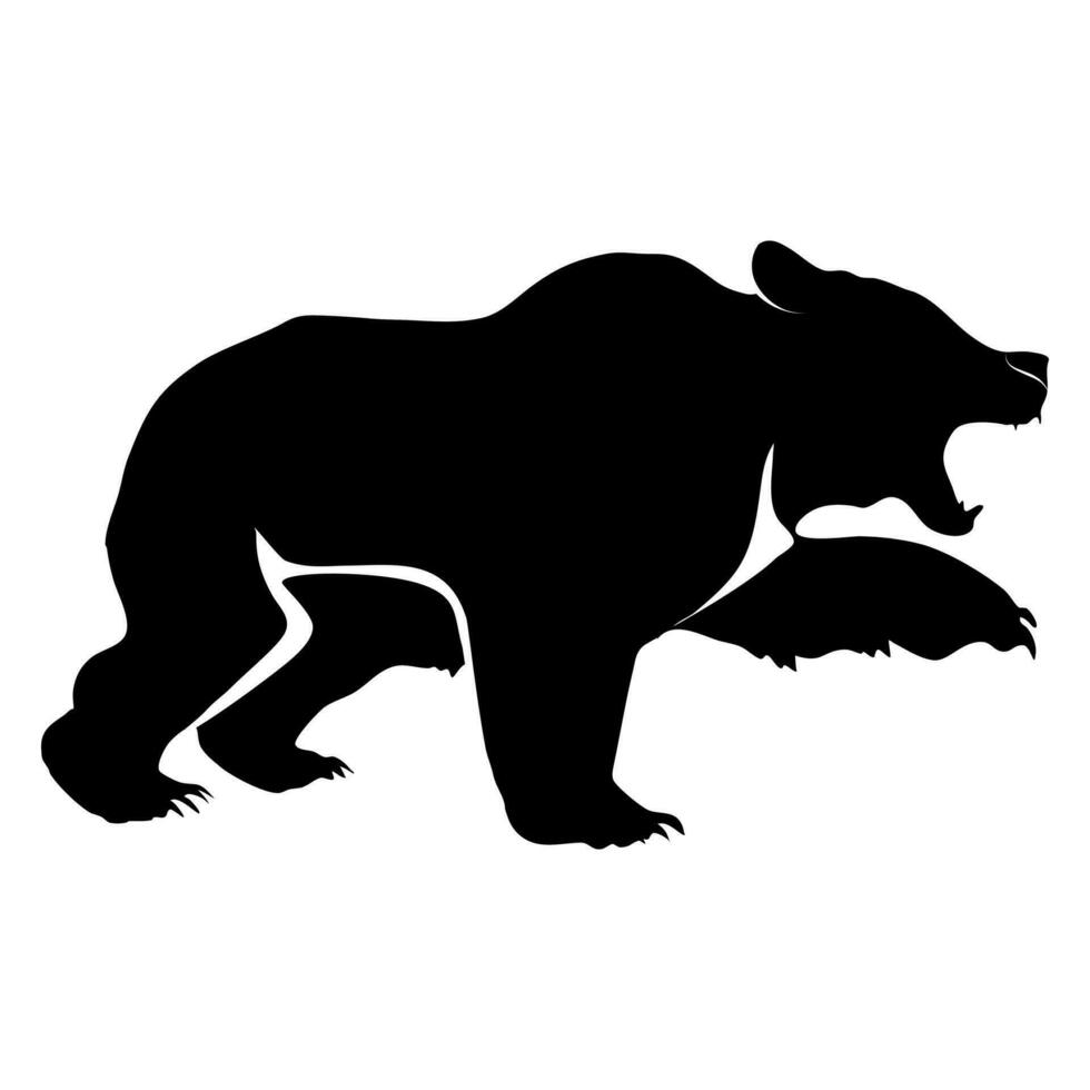 Bearish silhouette of the fight on a transparent background vector