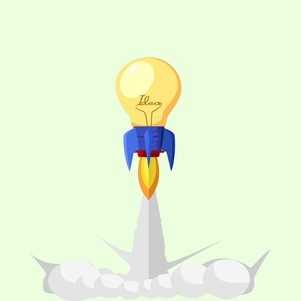 ligth bulb and rocket launch vector