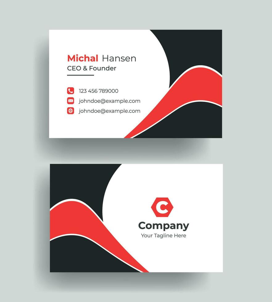 vector corporate Double-sided creative Professional modern simple unique blue minimalist gold elegant business card in red theme