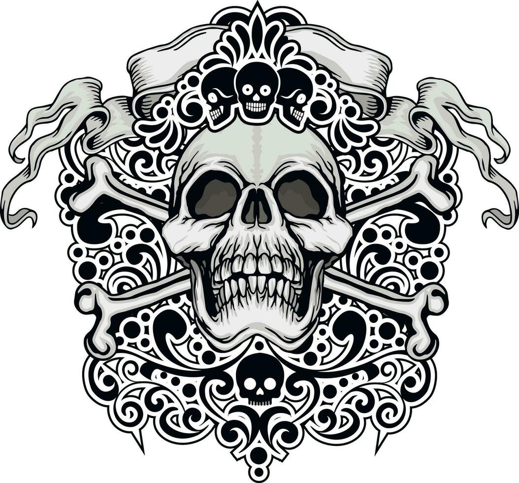 Gothic sign with skull, grunge vintage design t shirts vector