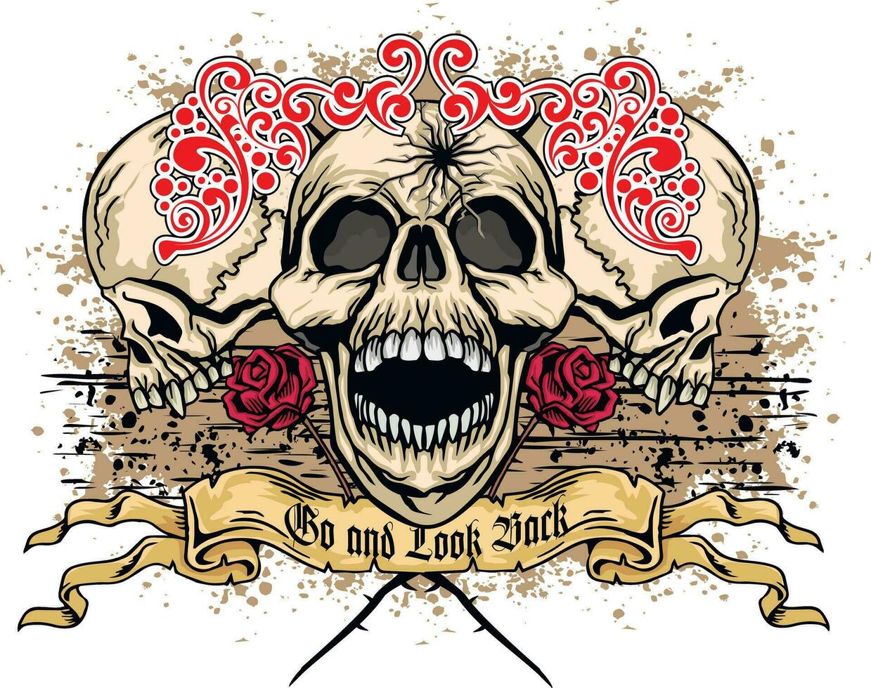 Gothic sign with skull, grunge vintage design t shirts vector