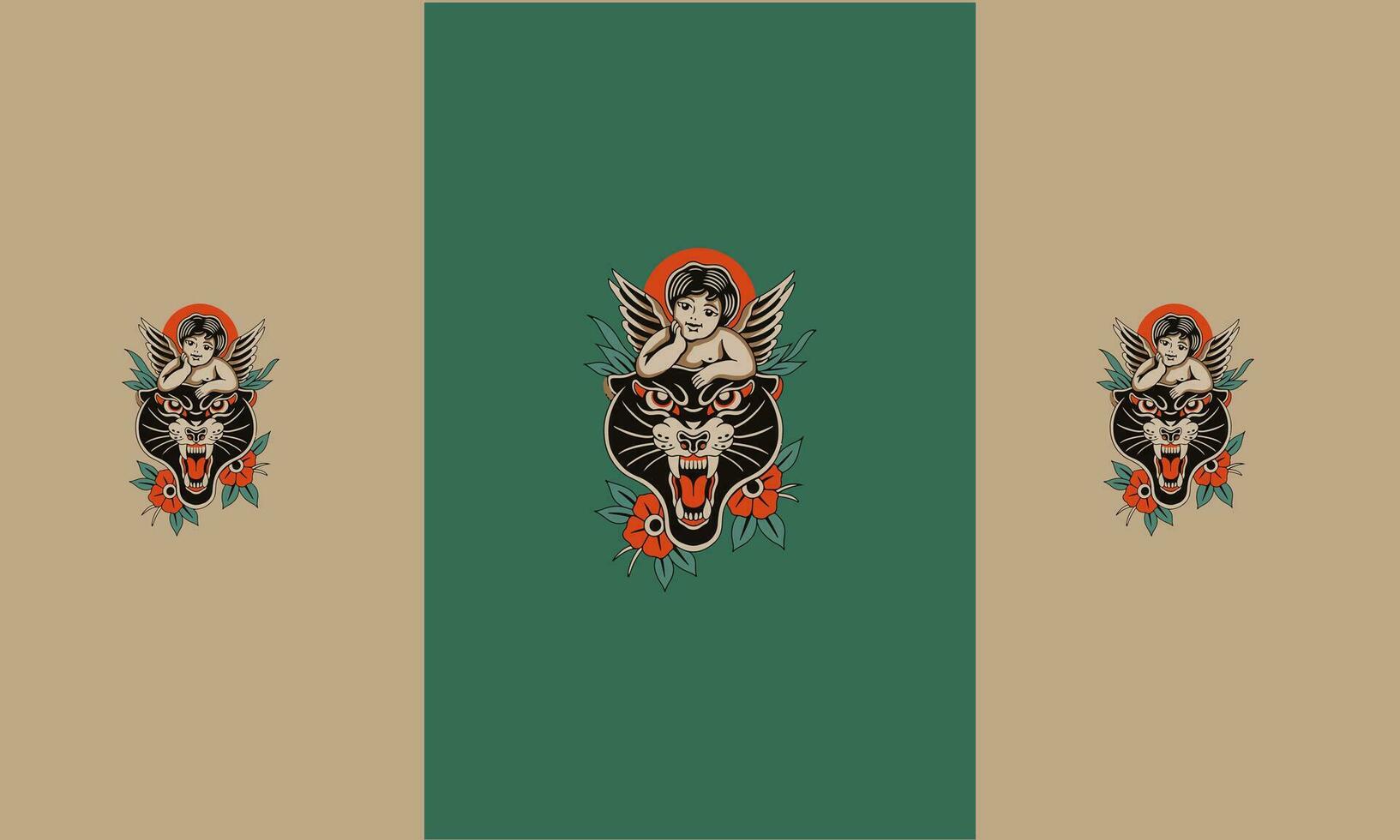 head tiger and baby vector illustration design