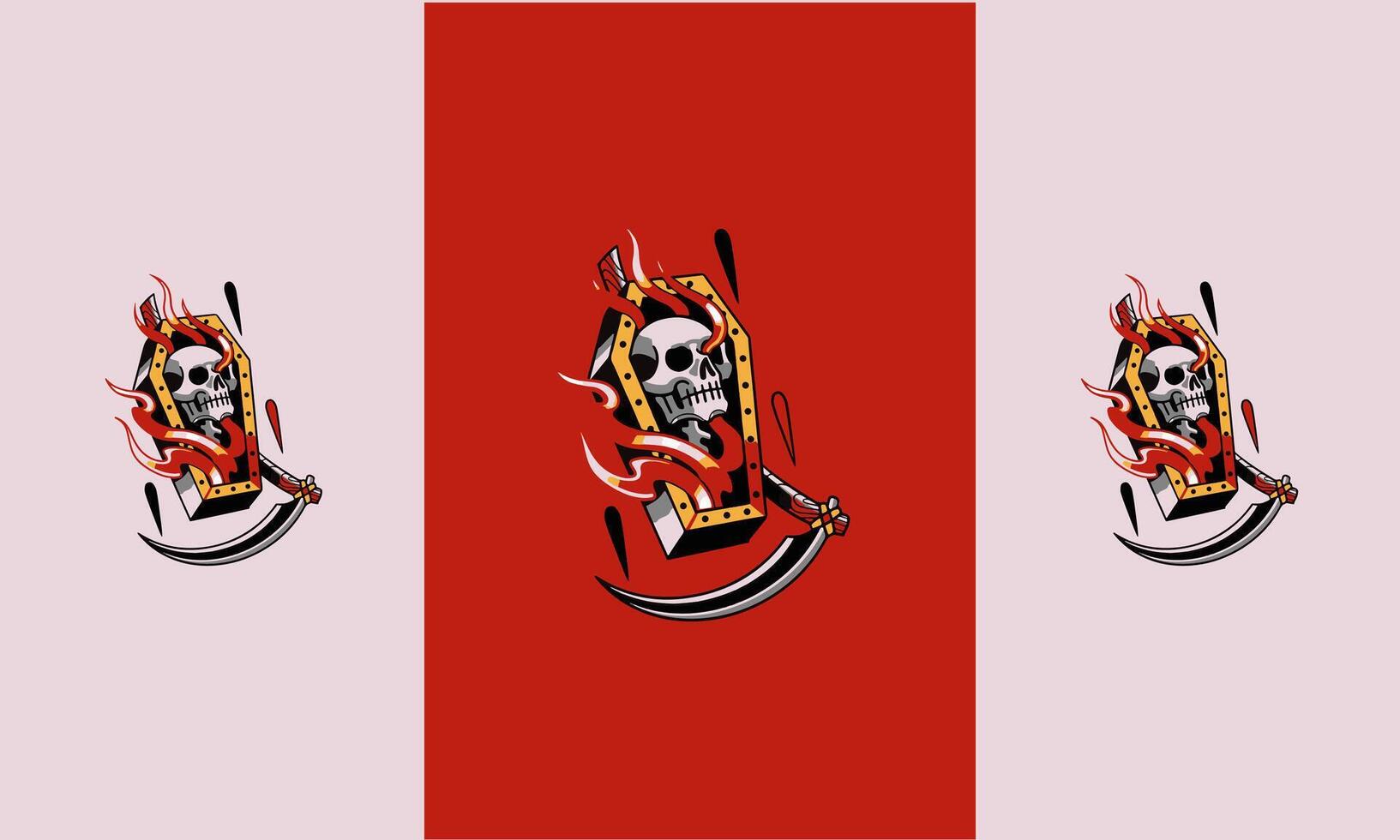 head skull and sword vector mascot design