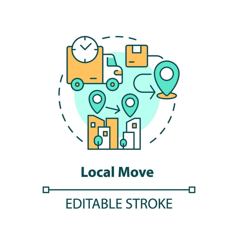 2D editable local move icon representing moving service, simple isolated vector, multicolor thin line illustration. vector