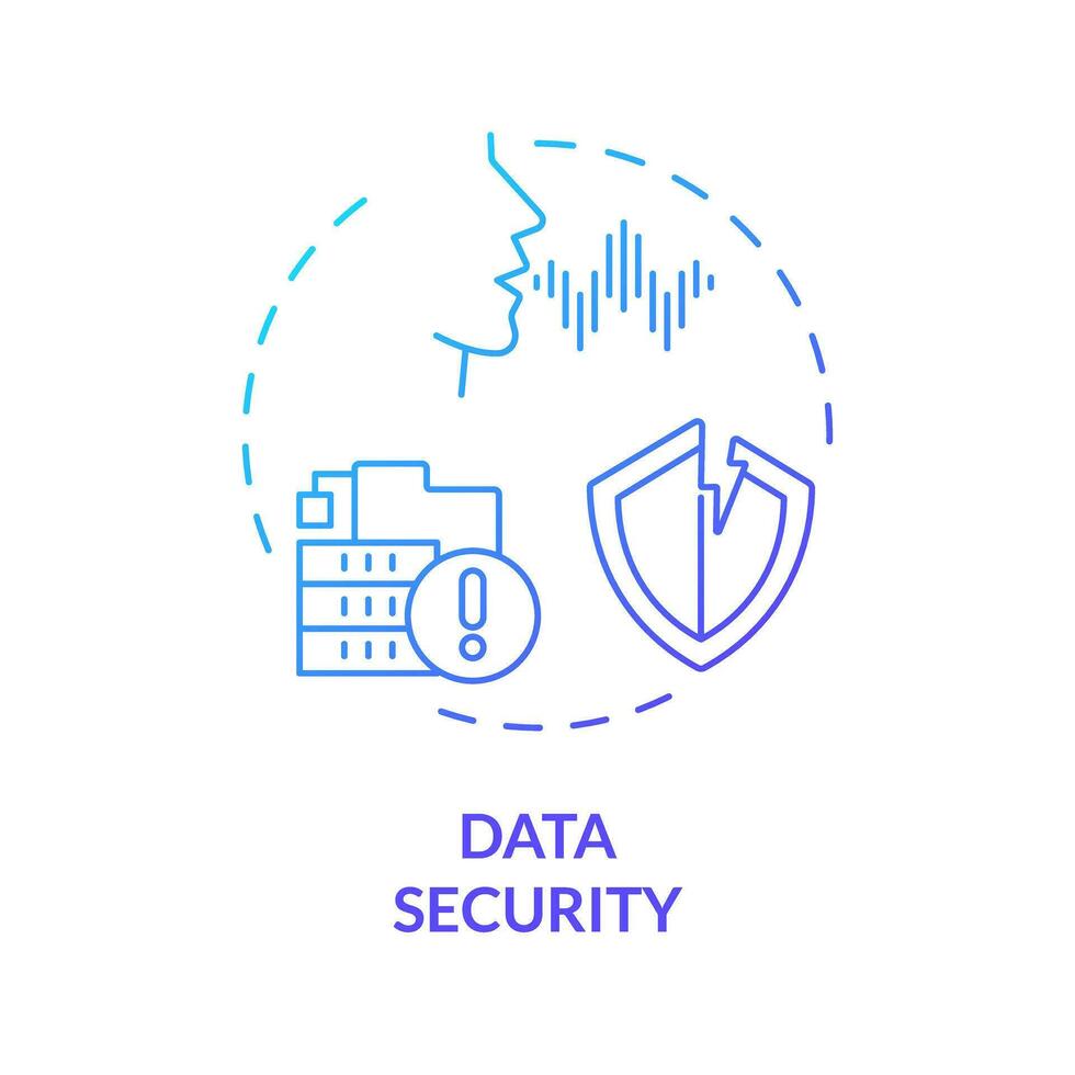 2D data security thin line gradient icon concept, isolated vector, blue illustration representing voice assistant. vector