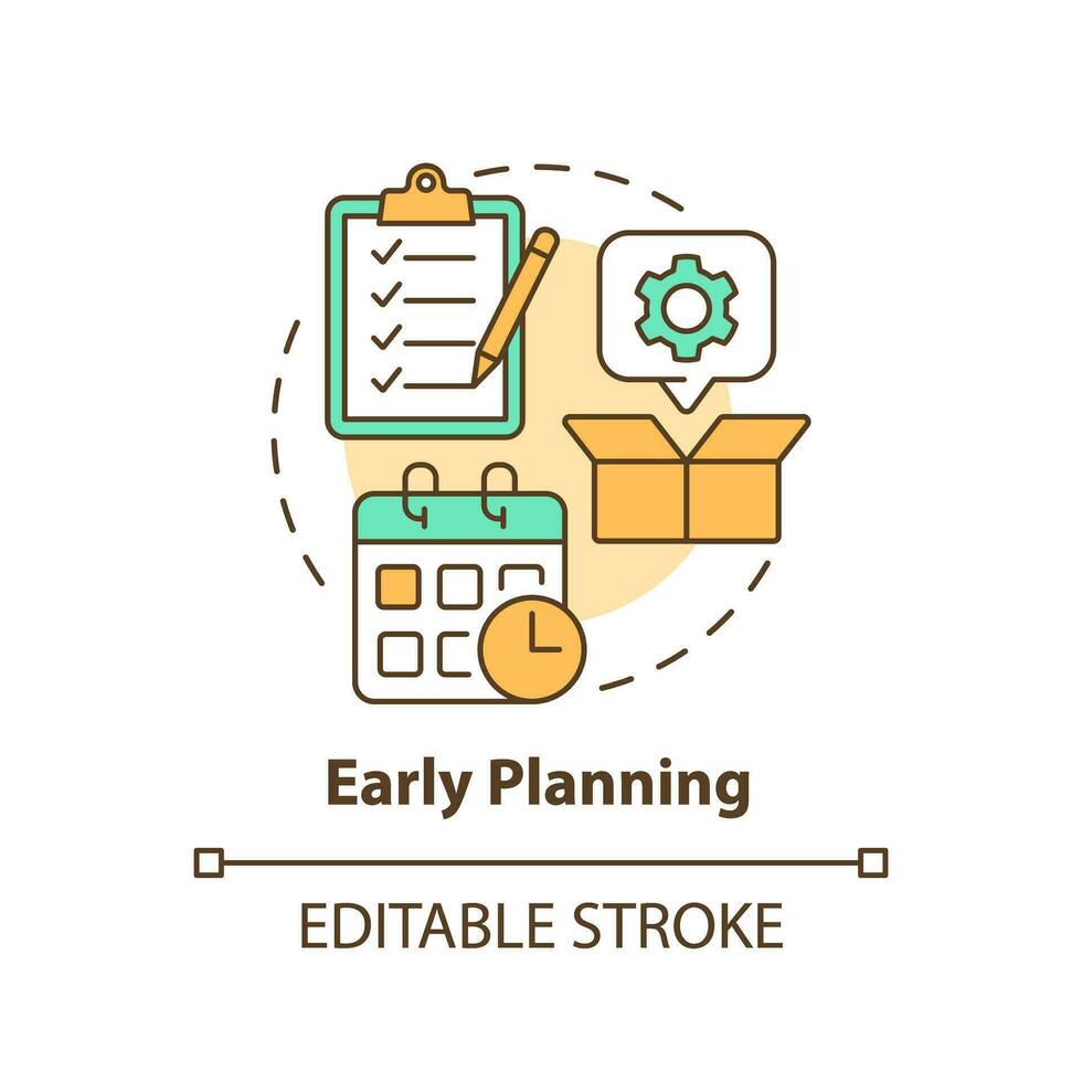 2D editable early planning icon representing moving service, simple isolated vector, multicolor thin line illustration. vector